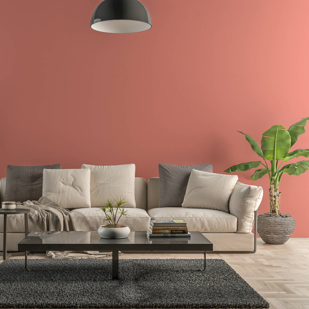 Bild eines Wohnzimmers mit gestrichener Wand in Yellowchair Kreidefarbe Nr. 192