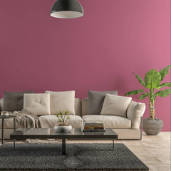 Bild eines Wohnzimmers mit gestrichener Wand in Yellowchair Kreidefarbe Orient Pink