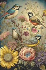 Vintage birds and flowers - Seidenpapier Stärke 18 llb