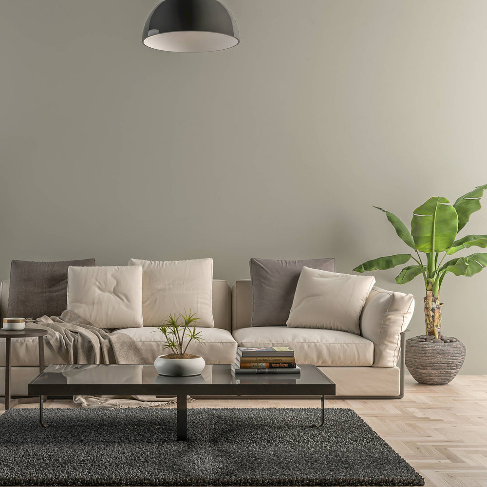 Bild eines Wohnzimmers mit gestrichener Wand in Yellowchair Kreidefarbe Marisa Grey