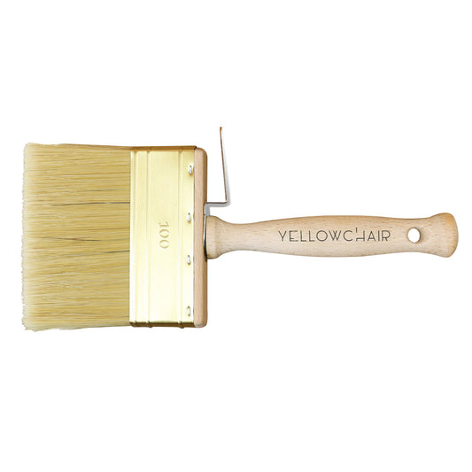 Flat brush with wooden handle