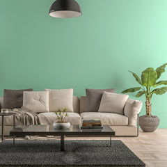 Bild eines Wohnzimmers mit gestrichener Wand in Yellowchair Kreidefarbe Nr. 131