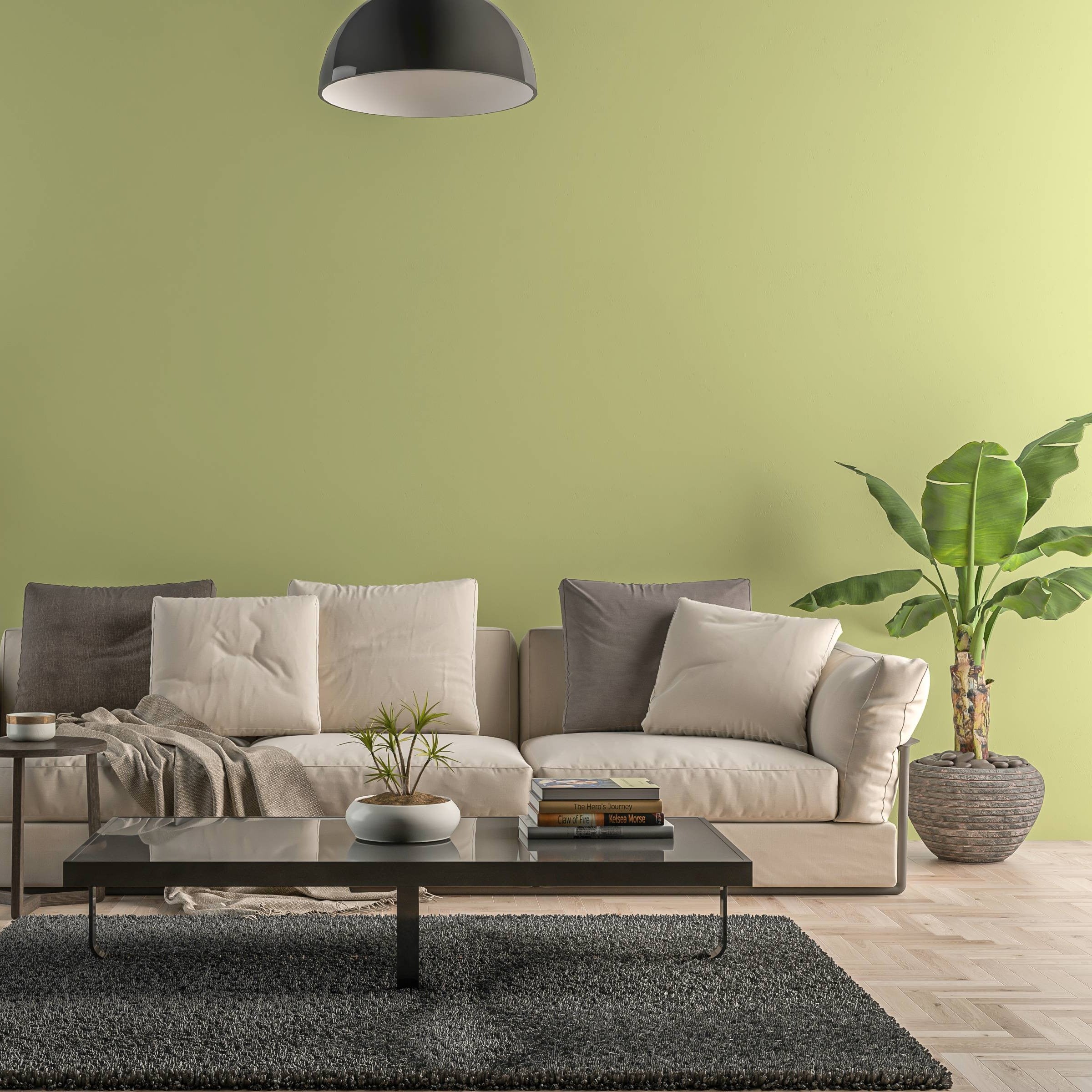 Bild eines Wohnzimmers mit gestrichener Wand in Yellowchair Kreidefarbe Nr. 132