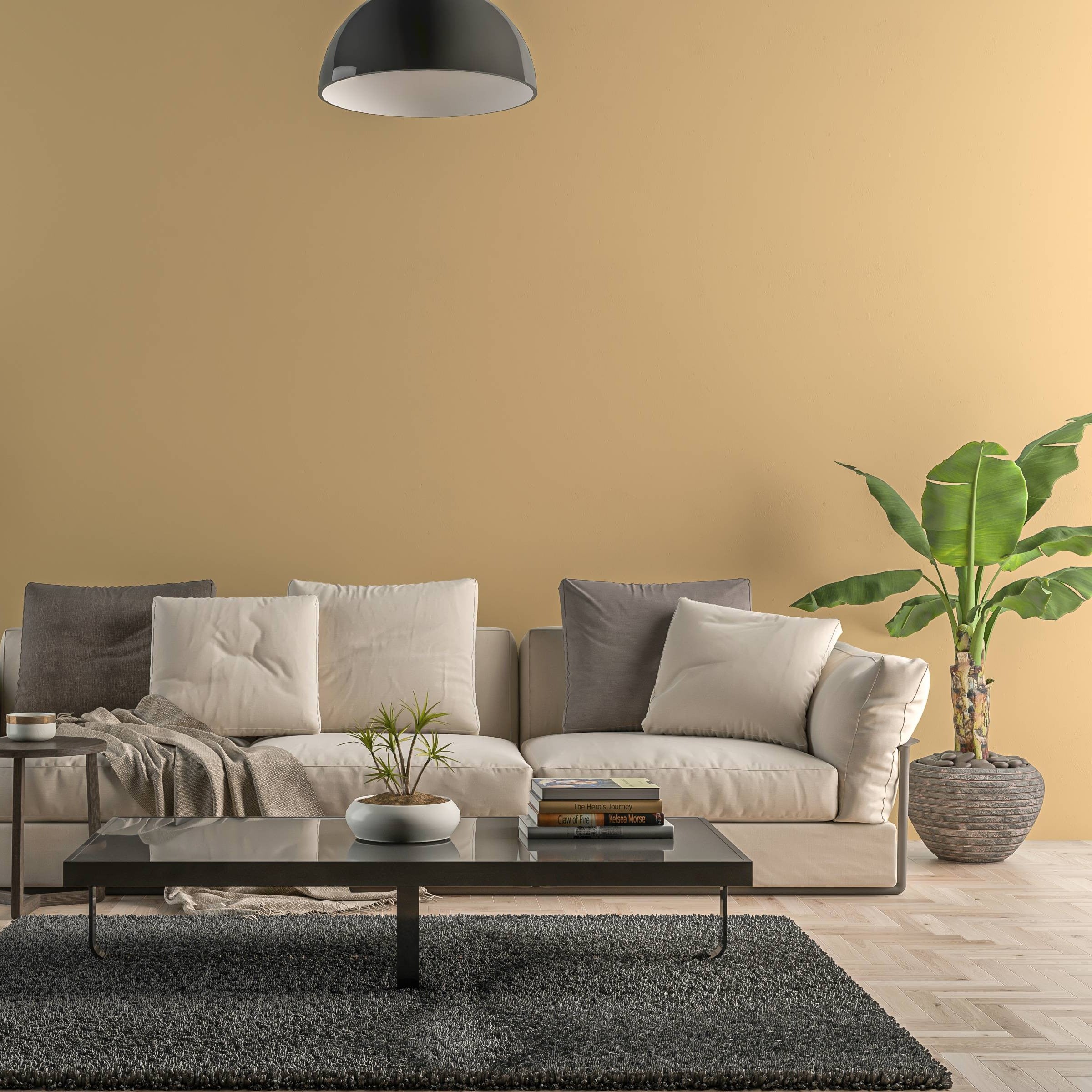 Bild eines Wohnzimmers mit gestrichener Wand in Yellowchair Kreidefarbe Nr. 162