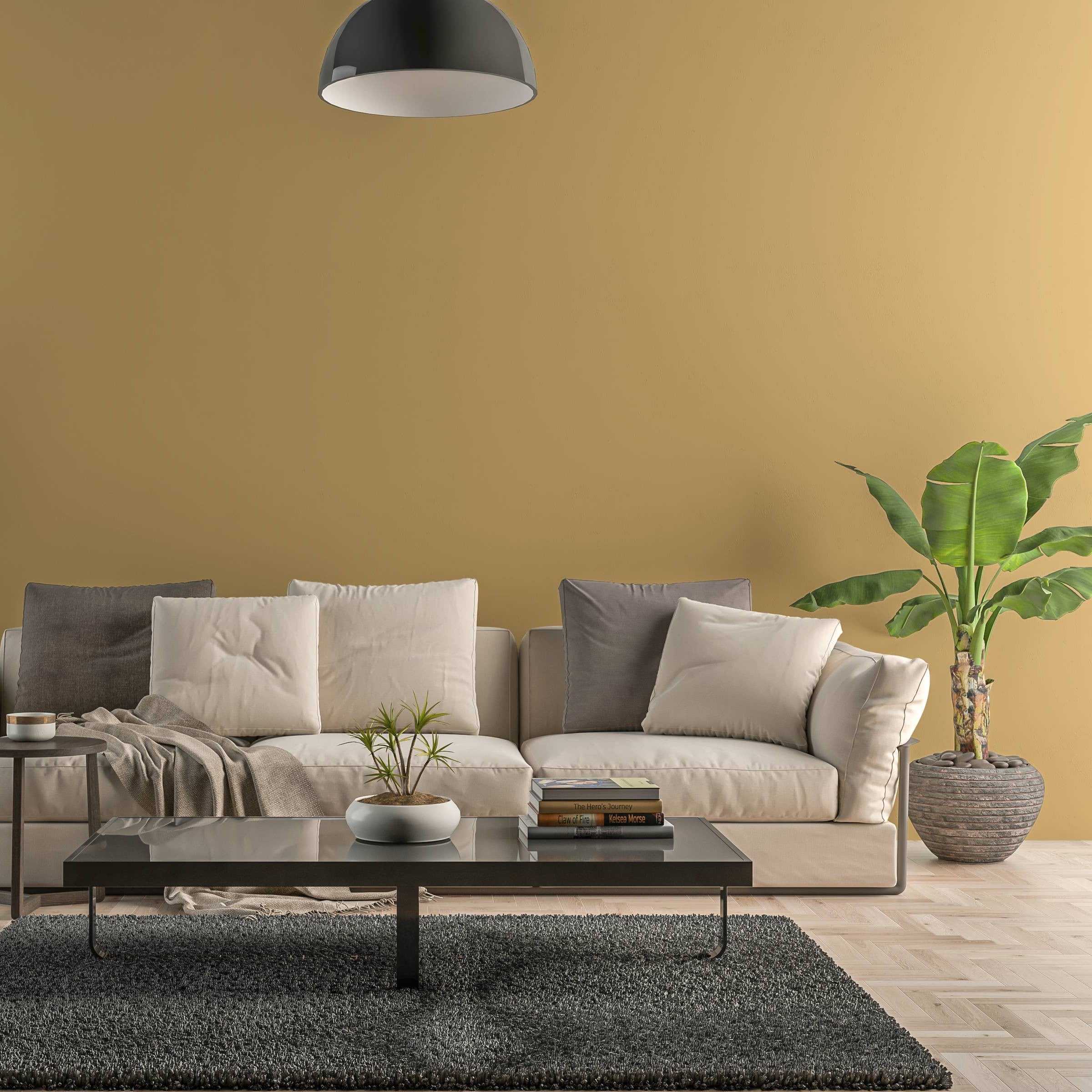 Bild eines Wohnzimmers mit gestrichener Wand in Yellowchair Kreidefarbe Nr. 17