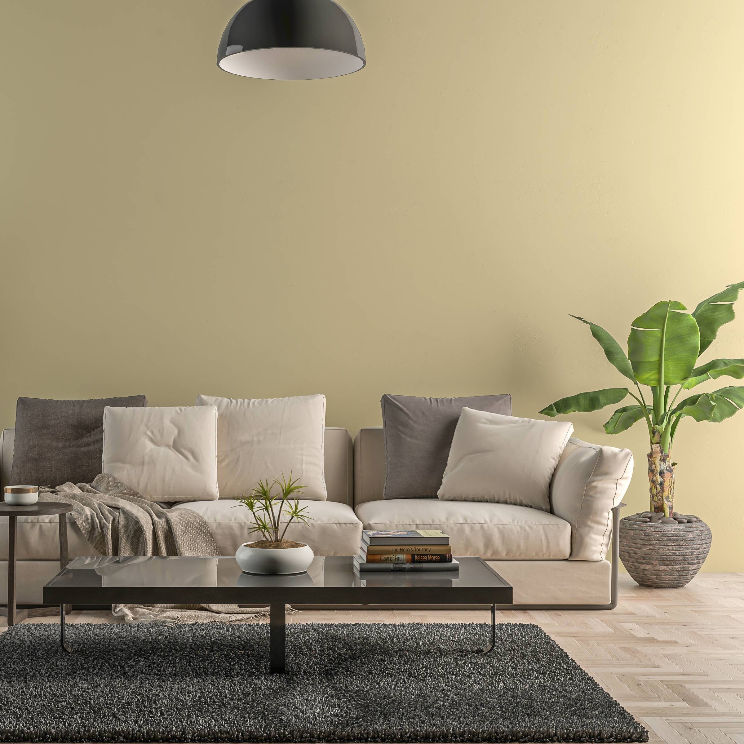 Bild eines Wohnzimmers mit gestrichener Wand in Yellowchair Kreidefarbe Nr. 294