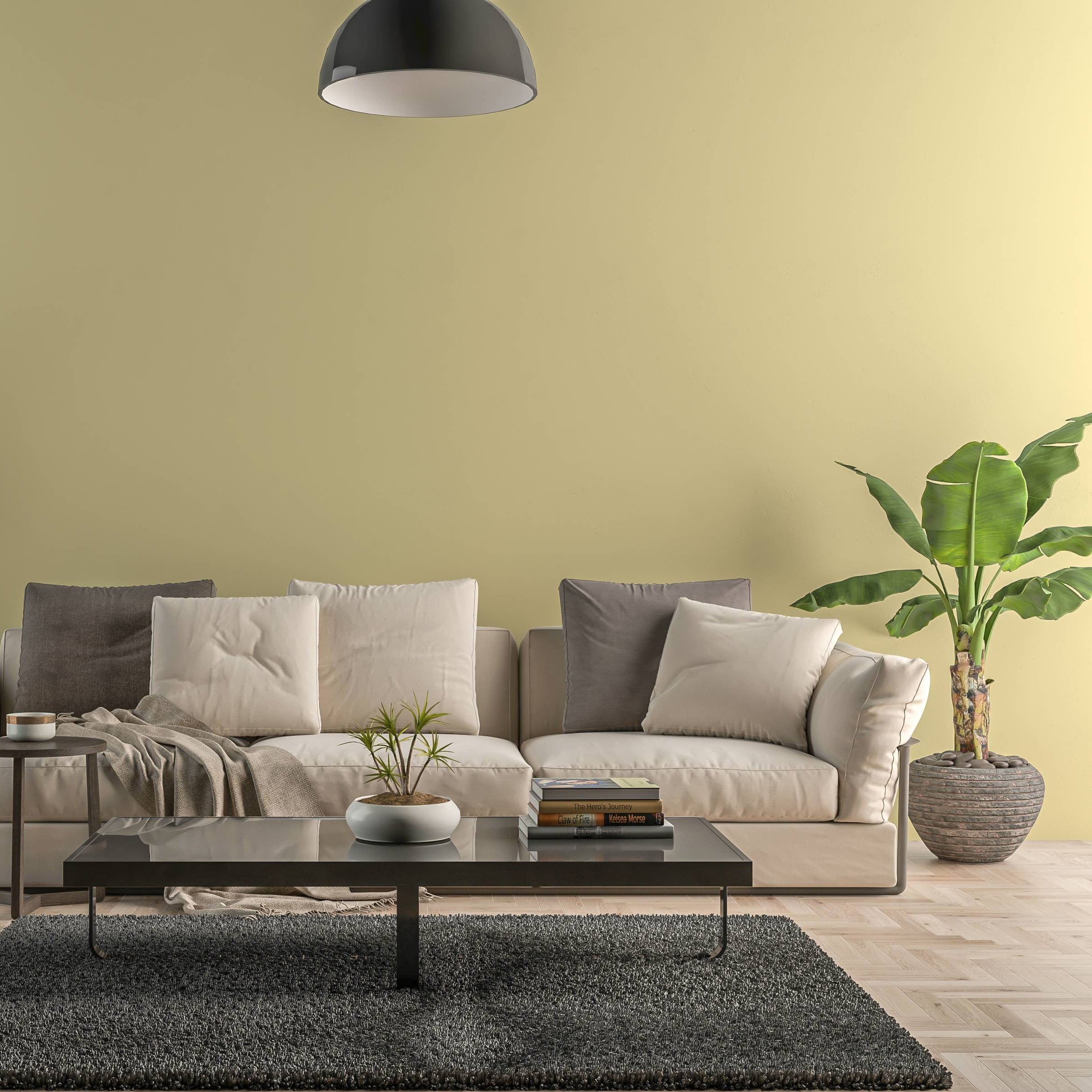 Bild eines Wohnzimmers mit gestrichener Wand in Yellowchair Kreidefarbe Nr. 324