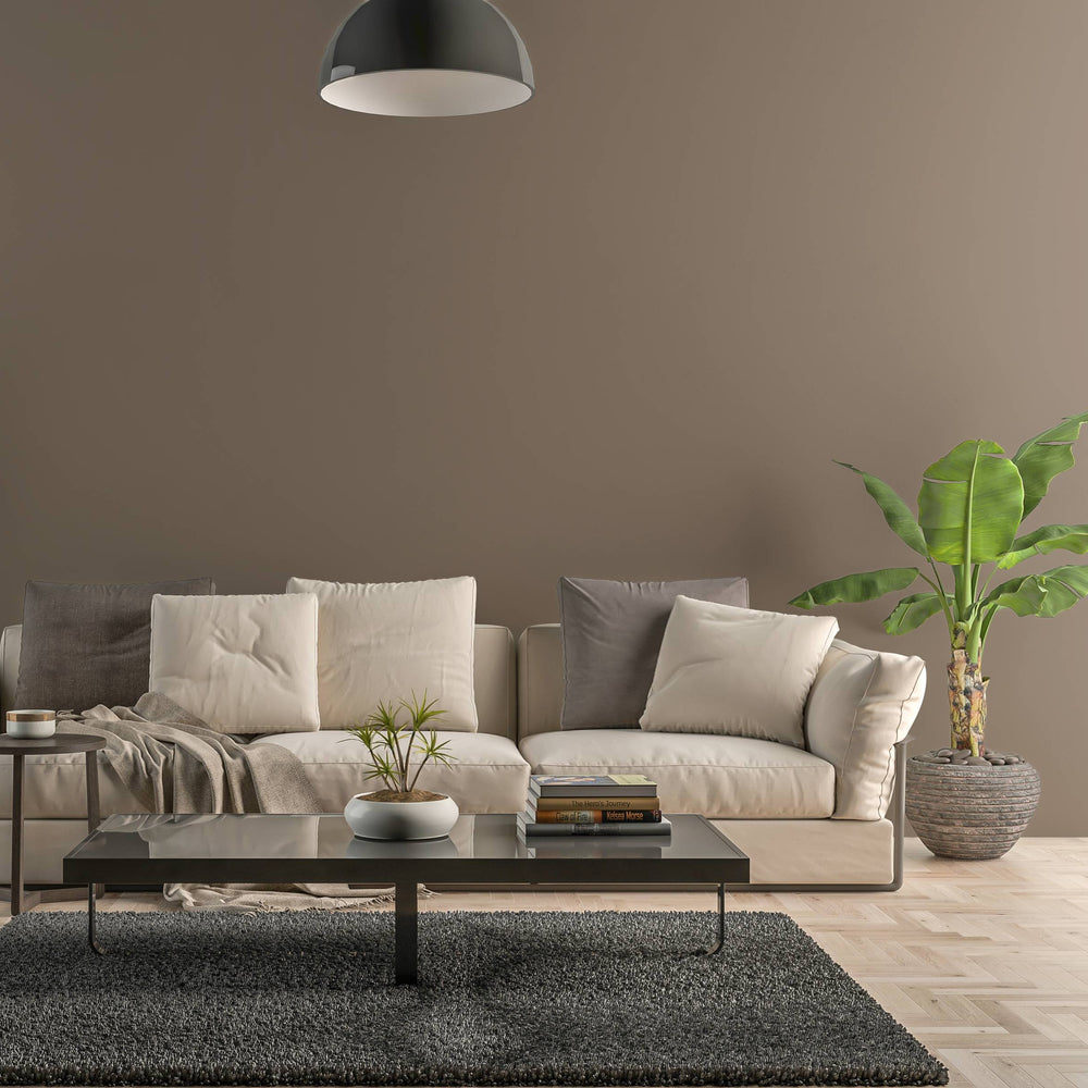 Bild eines Wohnzimmers mit gestrichener Wand in Yellowchair Kreidefarbe Nr. 388E