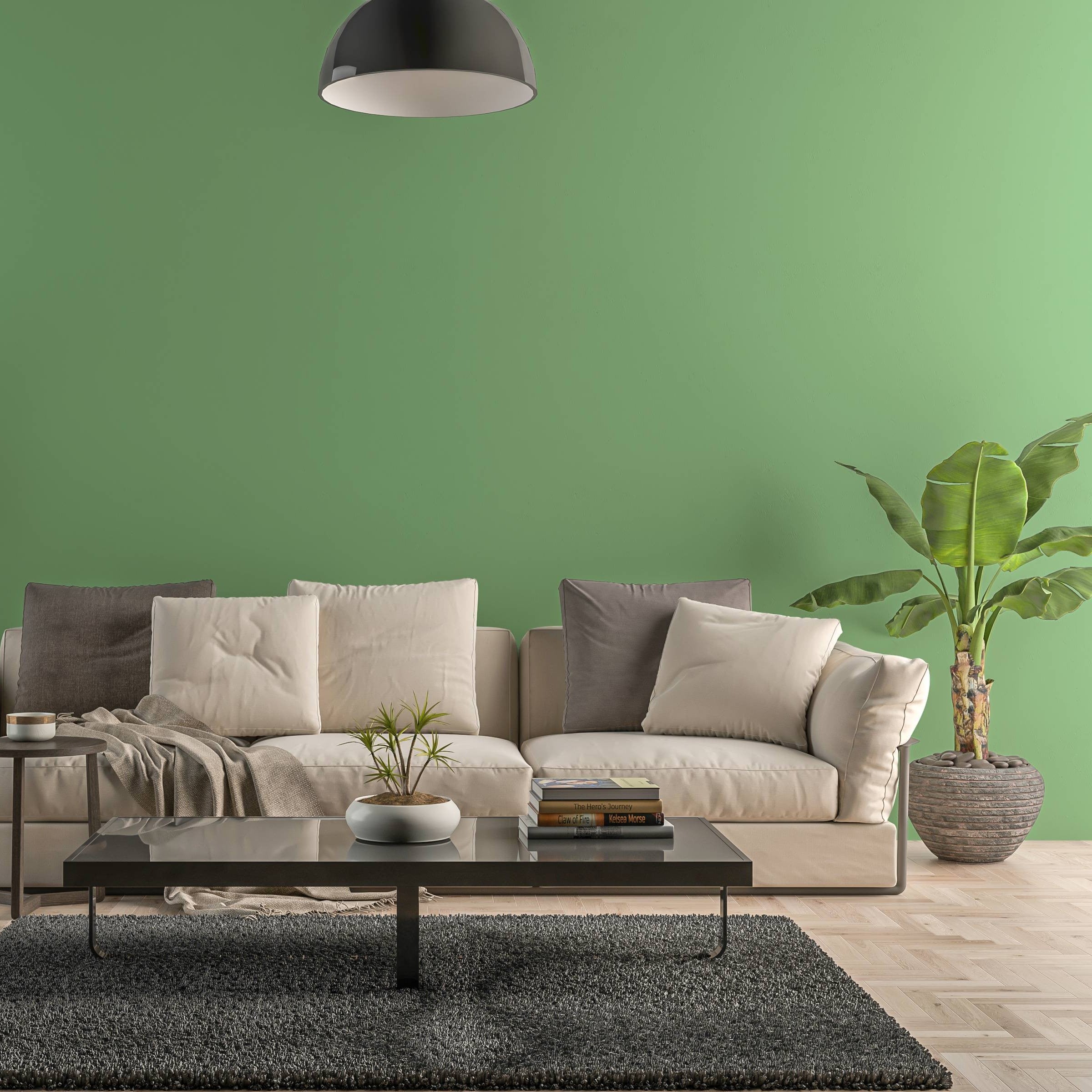 Bild eines Wohnzimmers mit gestrichener Wand in Yellowchair Kreidefarbe Nr. 60