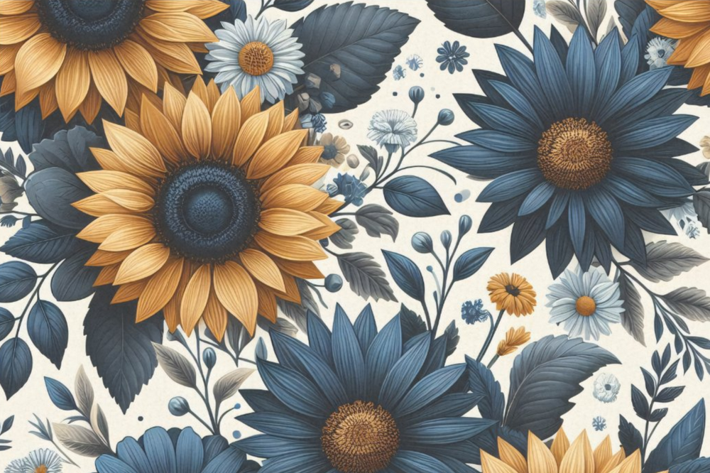 Blaue und Gelbe Sonnenblumen